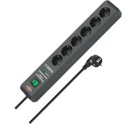 Brennenstuhl Secure-Tec regleta de enchufes con 4 Tomas de Corriente y protección contra sobretensiones (Cable de 2m, Interruptor, protección sobretensión hasta 19.500A) Antracita