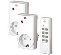 Brennenstuhl Set de 2 enchufes de Radio Control Remoto RCS 1000 N Confort (enchufes inalámbricos para Interiores, Mando a Distancia)