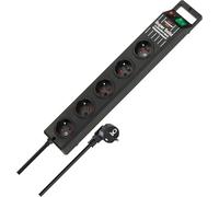 Brennenstuhl Super-Solid - Regleta con 5 enchufes (regleta con Cable de 2,5 m e Interruptor, policarbonato irrompible) Color Negro