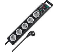 Brennenstuhl Super-Solid regleta de 5 enchufes con protección contra sobretensiones hasta 13.500A (Cable de 2,5m e Interruptor - de policarbonato a Prueba de roturas) Negro/Gris