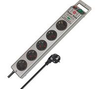 Brennenstuhl Super-Solid regleta de 5 enchufes con protección contra sobretensiones (regleta eléctrica con Cable de 2,5m e Interruptor - de policarbonato Resistente a la Rotura) Plata