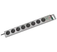 Brennenstuhl Super-Solid, Regleta de 8 Tomas con protección contra sobretensión (Regleta de enchufes múltiples con Cable de 2,5m e Interruptor - de policarbonato inastillable) Plata