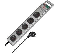 Brennenstuhl Regleta de enchufes Super-Solid 5 tomas con interruptor y cable 2,5 m Negro/Plateado