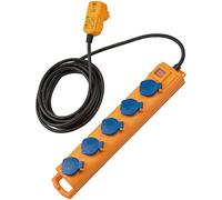 Brennenstuhl Super-Solid SL 554 regleta de enchufes con 5 Tomas Corriente para jardín (Cable de 5 m, con Interruptor de Seguridad, IP54, Clavija FI, para instalación, Uso Exterior) Amarillo