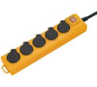 Brennenstuhl Super-Solid SL 554 - Regleta para jardín (5 enchufes, cable de 2 m, con disparador, IP54), color amarillo