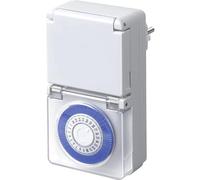 Brennenstuhl Temporizador MMZ 44 / Enchufe programable mecánico (protección IP44, Enchufe con protección de Contacto) Blanco
