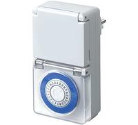 Brennenstuhl Temporizador MMZ 44 / Enchufe programable mecánico (protección IP44, Enchufe con protección de Contacto) Blanco