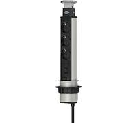 Brennenstuhl Regleta Tower Power 1396200013 – 3 tomas, USB, cable 2 m, aluminio, montable