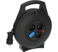 Brennenstuhl Vario Line - Carrete eléctrico de 3 vías con Cable USB (Cable de 10 m, Fabricado en Alemania), Color Negro