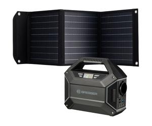 Bresser Estación de energía móvil de 100 vatios + cargador solar de 40 vatios