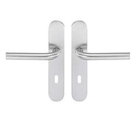 Bricard 666457 Conjunto de manijas de acero inoxidable en placa Tempo Pop Cámara, puerta interior con llave