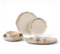 BRICARD Juego De Platos Angles Taupe 27 Piezas - Vajillas Completas 6 Personas De Vajilla Porcelana - Con Platos Llanos, Platos Hondos Y Saleros - Platos Vajilla Para Microondas Y Lavavajillas