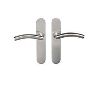 Bricard Kickstand 666474 - Juego de manijas de acero inoxidable en placa Tempo Disco para puerta de inodoro (cerradura e indicador), cuadrado clásico de 7 mm con resorte de arrastre (x2)