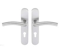 Bricard Tempo Classic 666473 - Juego de manijas de acero inoxidable con placa trasera para puerta delantera (para cilindro europeo)