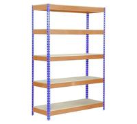 Simonrack Estantería industrial Bricoforte 1206-5 2000x1200x600 mm, 5 estantes madera, Azul/Naranja