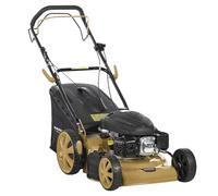 BRICOGARDEN - Cortacésped Gasolina 4T | 3,2 HP - 2,4 KW | 135 CC | 35 KG | Ancho Corte 46 CM | Alturas 25-75 MM (10 POS) | para Mantenimiento de Césped en Jardines y Zonas Verdes | Arranque Manual