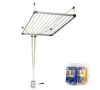 Bricolemar - Tendedero Tezno Techo Aluminio Manivela | Inoxidable |10 Cuerdas - hasta 19 m tendido | Extensible Manivela 100-160 x 78 cm | Interior y Exterior