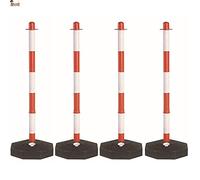BricoLoco.com Poste señalización y balizamiento para cadena. Pack 4 uds. Rojo y Blanco. FLUORESCENTE. Baliza poste separador de filas para eventos. (Rojo-Blanco, 4 uds.)