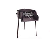BRICOMIRAS Barbacoa Redonda LEÑA Y CARBÓN 50 CENTÍMETROS con Soporte para PAELLERA Ideal Camping Y Playa