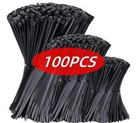 Brida de nailon de plástico autoblocante, 100 Uds., anillo de sujeción de brida de cable negro 5x300, brida de cable 4x200, envolturas con cremallera, juego de bridas de nailon 100PCS 3X100MM Black