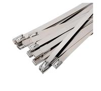 Bridas de acero inoxidable para cables 10 20 50 100 200 Uds. 10mm 0,39 pulgadas envoltura de escape multiusos 304 bridas Metal acero inoxidable bandas autoblocantes(200PCS,10x250mm)