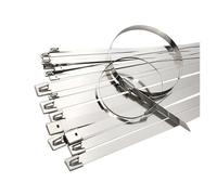 Bridas de acero inoxidable para cables 10 20 50 100 200 Uds. 12mm 0,47 pulgadas envoltura de escape multiusos 304 bridas Metal acero inoxidable bandas autoblocantes(200PCS,12x400mm)