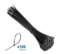Ewent Bridas de Plastico para Cables, 100 unidades de bridas para cables eléctricos, bridas de nylon 200 x 2,5 mm, Kit de 100 Piezas Bridas Abrazadera para Cables, Negro