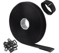 Bridas de sujeción negras ajustables de 5 m con 25 hebillas, longitud de corte libre, correa de sujeción con velcro para ordenar cables, 2 cm de ancho