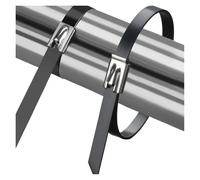 Bridas Metalicas Bridas de Metal acero inoxidable, anillos sujeción autoblocantes, correas envoltura escape industriales reutilizables, corbata organizadora cables Para Fijación Tuberías(25cm,50pcs)