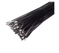 Bridas metálicas para cables Bridas for cables de Metal y acero inoxidable, color negro, bloqueo recubierto, cremallera, escape, multifuncional, bridas for 4,6mm, 10-100 Uds