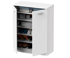 briebe Armario Dormitorio, Multiusos, Baño, Mueble Bajo Auxiliar Cocina, Zapatero, 2 Puertas, 5 Estantes 101x74x36 cm (Alto x Ancho x Profundo) Gran Capacidad, Nova (Blanco)