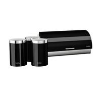Briebe bb1161 panera de mesa +juego 3 botes cocina almacenaje acero inoxidable contenedor de pan con tapa, , negro/inox