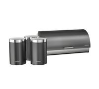 Briebe bb1161 panera de mesa +juego 3 botes cocina almacenaje acero inoxidable contenedor de pan con tapa, , gris