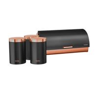 Briebe bb1161 panera de mesa +juego 3 botes cocina almacenaje acero inoxidable contenedor de pan con tapa, , negro mate/oro rosa