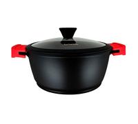 briebe Black Titanium Cacerola Cocina Inducción Antiadherente Titanio 16cm | Cazuela Aluminio Fundido, Recubrimiento sin PFOA, Tapa Cristal, Asas Silicona Extraíbles, Vitrocerámica, Gas, Horno