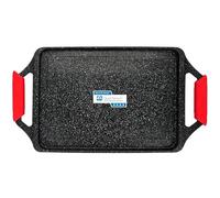 briebe Black Titanium Plancha Cocina Inducción Asar, Antiadherente Titanio, Aluminio Fundido, Bandeja Asadora 43x25cm, Recubrimiento sin PFOA, Asas Silicona, Vitrocerámica, Gas, Horno