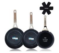 Briebe black titanium set 3 sartenes antiadherentes inducción titanio 18-20-24cm, aluminio forjado antiadherente, , negro