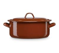 briebe Cacerola Inducción 40 cm, Cazuela 21 L Grande con Tapa Acero Esmaltado Vitrificado, Apta Vitrocerámica, Fuego, Gas, Horno, Terra Vintage Marrón Teja