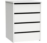 briebe Cajonera Armario Interior, Mesita de Noche, Cómoda Dormitorio, Sinfonier 4 Cajones, 63,5x46x45 cm (Alto x Ancho x Profundo) Escritorio Oficina (Blanco Brillo)