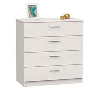 briebe Cómoda Dormitorio, Cajonera 4 Cajones, Sinfonier 78x74x40 cm (Alto x Ancho x Profundo), Habitación Matrimonio, Juvenil, Infantil, Nova Blanco