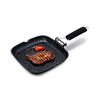 Briebe gp1158 grill asador, inducción, antiadherente titanio 24x24cm aluminio fundido sin pfoa mango plegable, , negro