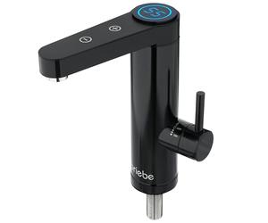 briebe Grifo Calentador de Agua Eléctrico Instantáneo de Mesa, Bajo Consumo, Grifo Cocina Baño Acero Inox, Display Selector Temperatura, Camping, Camper, Agua Caliente al Instante Fácil Instalación