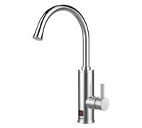 briebe Grifo Calentador de Agua Eléctrico Instantáneo de Mesa, Bajo Consumo, Grifo Cocina Acero Inoxidable, Display Indicador Temperatura, Camping, Camper, Agua Caliente al Instante Fácil Instalación