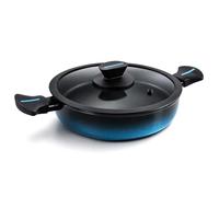 briebe MARE Cacerola Baja Inducción, Acero Forjado 28 cm, Antiadherente Libre PFOA, Tartera Profesional, Alta Resistencia, Aptas Para Todo Tipo de Fuegos, Tapa de Cristal, Fabricada en España