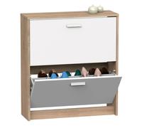 Briebe nova zapatero entrada recibidor, mueble auxiliar estrecho zapatos, 2 puertas, madera 82x74x25 cm, , blanco