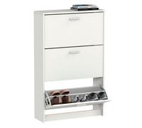 Briebe nova zapatero entrada recibidor, mueble auxiliar estrecho zapatos, 3 puertas, madera 119,5x74x25 cm, , blanco