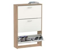 Briebe nova zapatero entrada recibidor, mueble auxiliar estrecho zapatos, 3 puertas, madera 119,5x74x25 cm, , blanco