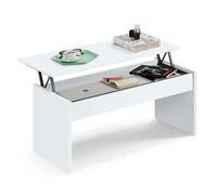 Briebe opal mesa centro elevable, comedor, salón, mesita café auxiliar para sofá, 47x100x50cm/58x100x50cm, , blanco