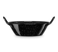 briebe Paellera Esmaltada Honda Inducción 14 cm, Acero Esmaltado, Cazuela 0,4 L, Apta para Vitrocerámica, Fuego, Gas, Horno, Levante Negro Jaspeado