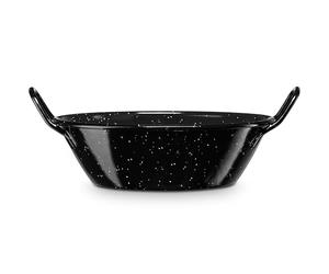briebe Paellera Esmaltada Honda Inducción 16 cm, Acero Esmaltado, Cazuela 0,6 L, Apta para Vitrocerámica, Fuego, Gas, Horno, Levante Negro Jaspeado